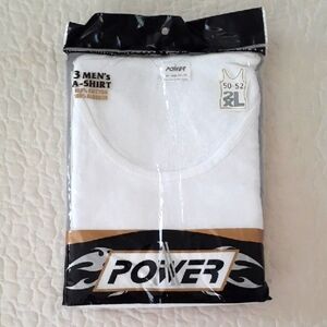 Power Men's White Rib Knit A-Shirts 3-Pack  Size XXL 50-52  New In Package